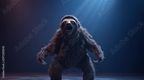 Ferocious Sloth Standing and Roaring Full Body generative ai
