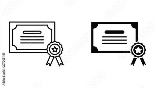 Certificate icon set. Vector certificate icon. Achievement, award, grant, diploma concepts. Simple certificate icon for web design. Isolated on white background.