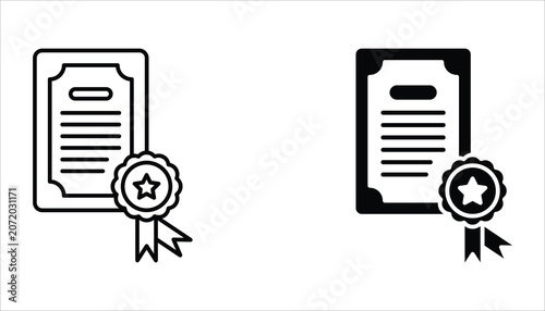 Certificate icon set. Vector certificate icon. Achievement, award, grant, diploma concepts. Simple certificate icon for web design. Isolated on white background.