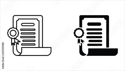 Certificate icon set. Vector certificate icon. Achievement, award, grant, diploma concepts. Simple certificate icon for web design. Isolated on white background.