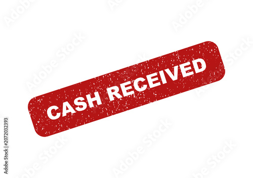 Red grunge rubber stamp with the text cash received on a tilted label