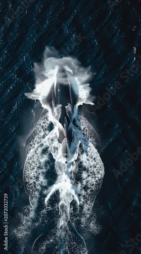 Orca Swimming in the Dark Blue Ocean generative ai