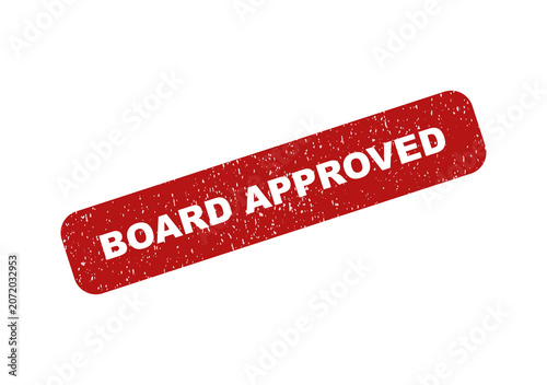 Red rubber stamp with the text board approved in a grunge style