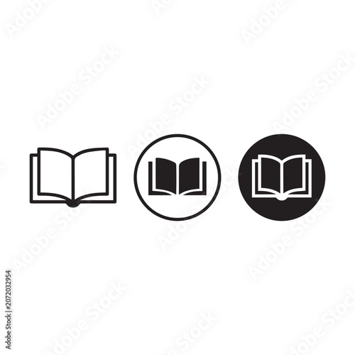 Minimalist Black Open Book Reading Icon Set