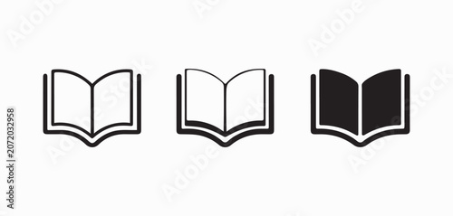 Minimalist Open Book Education Icon Set Vector Illustration Collection