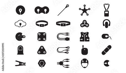 Set of various personal gadgets and technology accessories icons with technology