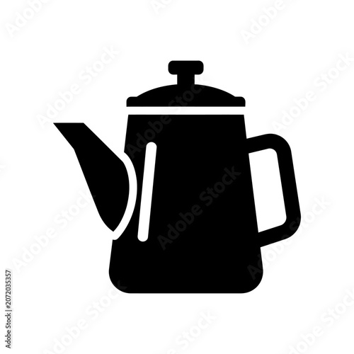 Black stovetop espresso coffee maker isolated on white background minimal design