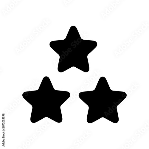 Three black stars icons set isolated on white background minimal design
