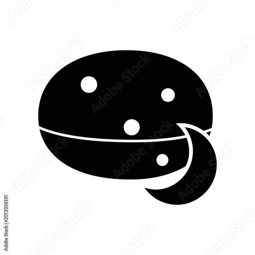Cute smiling black and white cartoon bomb icon isolated on white background