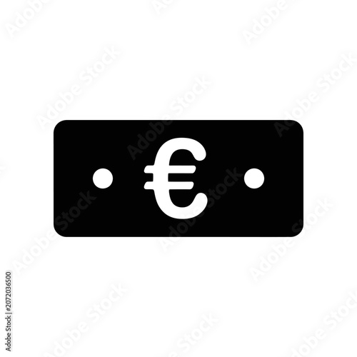 Euro currency symbol icon on black smartphone screen for finance and banking apps
