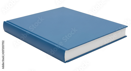 Blank blue hardcover book on white background minimalist mockup