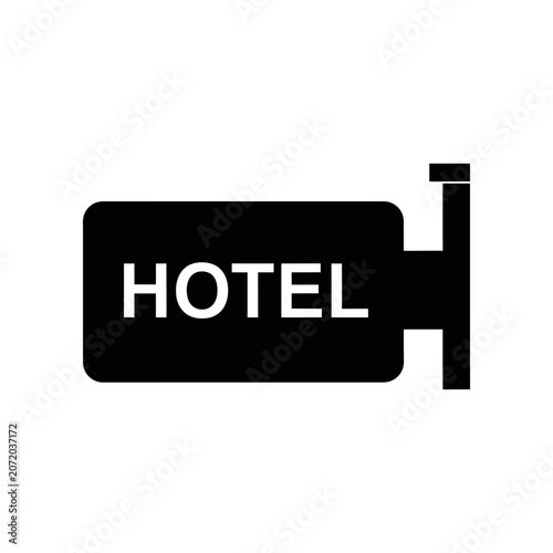 Modern Hotel Sign on Black Background Minimalist Design for Business