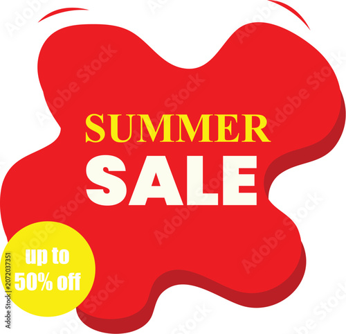 Summer sale promotional badge with up to fifty percent off discount