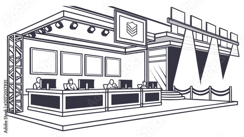 Valokuva Exhibition booth event display stand illustration with exhibition, corporate