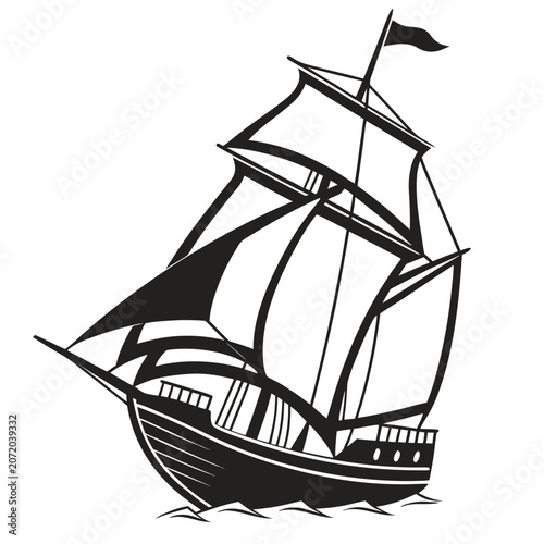 Quadro su tela vector illustration of a ship
