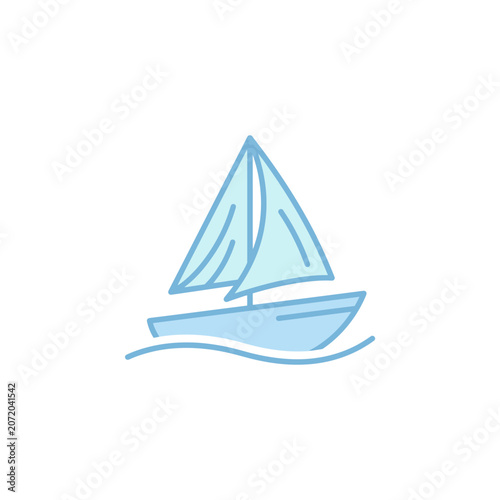 Minimalist light blue sailboat icon on white.