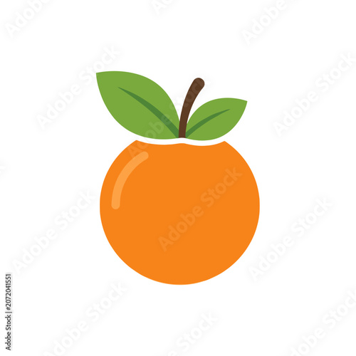 Simple orange fruit icon with two green leaves.