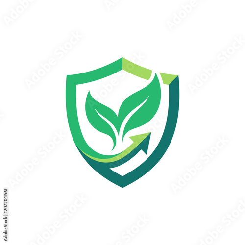 Green shield icon with leaves and rising arrow symbol.