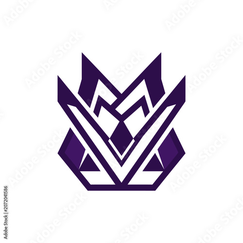 Sharp geometric purple crown emblem illustration.