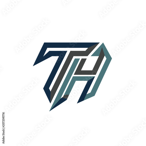 Stylized blue and grey TH initial logo.