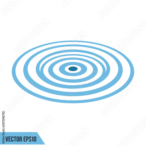 Tableau sur toile Ripples on water surface in blue concentric circles