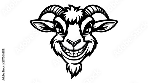 Smiling Goat Head Illustration