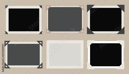 Foto Vintage photo frame and photo corner holder template set
