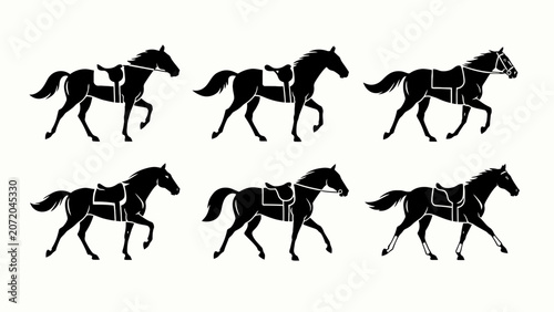 Foto Horse Gallop Animation Sequence Silhouette