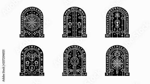 Foto Mystical Rune Doors: Fantasy Portal Collection, Ancient Magic Gates