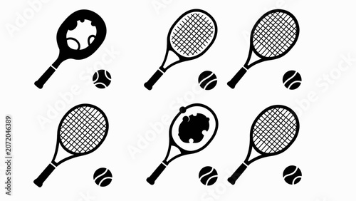 Photos Tennis Rackets and Balls Silhouette Collection