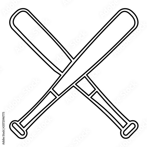 Clean flat vector line icon of a minimalist baseball bat, ideal for sports apps, team branding, game schedules, training guides, or equipment labels.