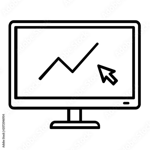 Clean flat vector line icon of a VAR monitor screen for soccer replay review, ideal for sports technology apps, broadcasts, and referee decision interfaces.