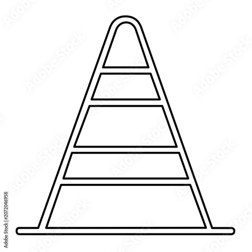 Clean flat vector line icon of a training cone for sports drills, agility practice, coaching apps, fitness signage, or equipment guides.