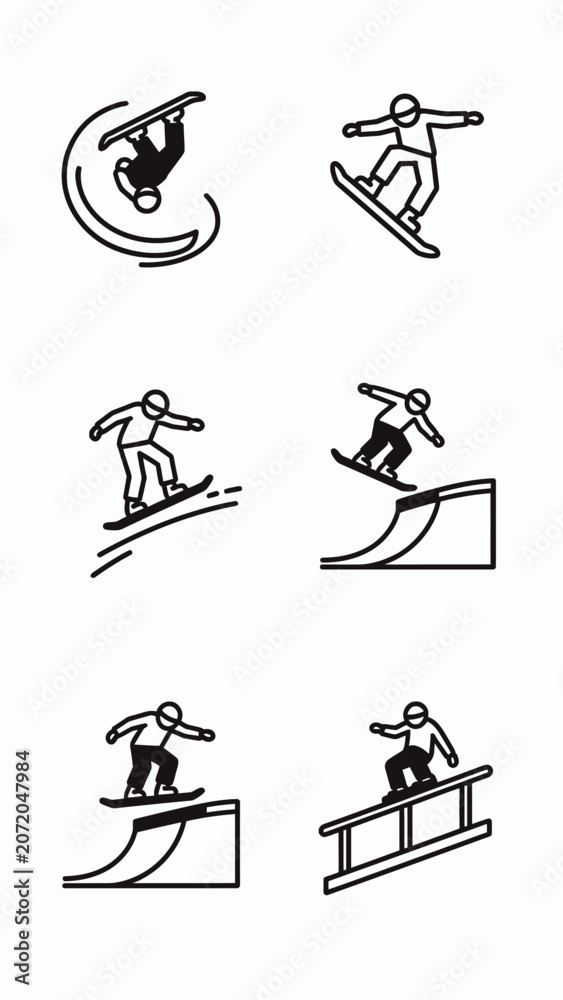 Obraz premium Snowboarding Icons: Tricks, Jumps, Rails, and Freestyle Action