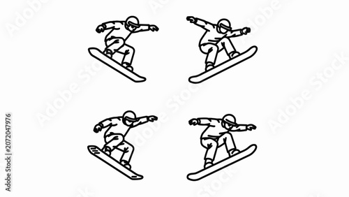 Snowboarder Jumps and Tricks - Four Action Poses Graphic