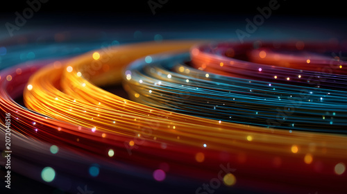Vibrant Light Trails in Dynamic Red Blue and Gold Colors with Sparkles and Motion Effect