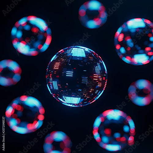 Floating digital spheres Background