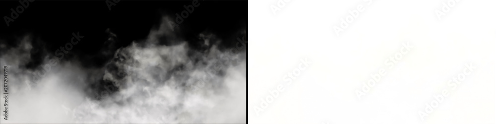 Fototapeta premium Realistic white fog or smoke overlay isolated on transparent background for creative graphic design and visual effect.
