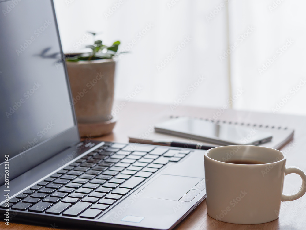 Fototapeta premium Workspace with Coffee and Laptop