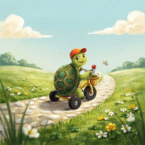 funny turtle on the grass