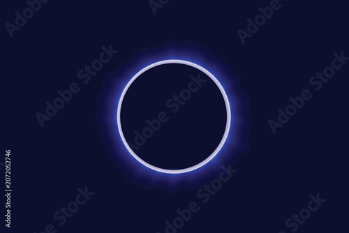 Abstract glowing blue circle frame with light effect on dark background