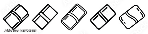 Photos Simple line drawing of bakery decorative wrapper icon set on a white background