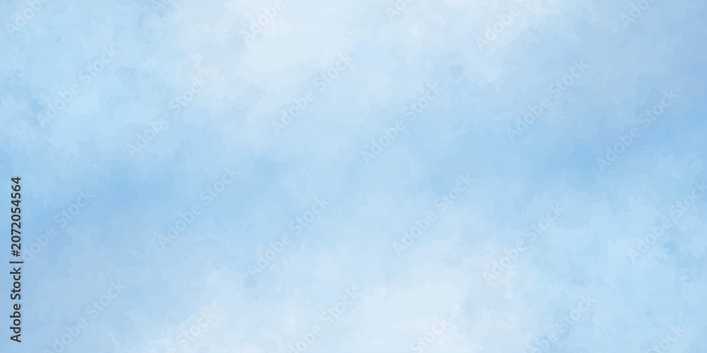 Fototapeta premium Blue watercolor background texture with soft abstract cloudy paint washes for banner designs and creative backdrops. Soft light blue watercolor washes and subtle gradients.