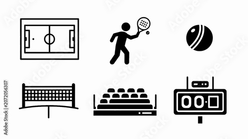 Photos Sports Icons: Field, Player, Ball, Net, Stands, Scoreboard