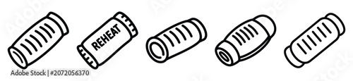Photos Simple line drawing of bakery reheat pastry icon set on a white background