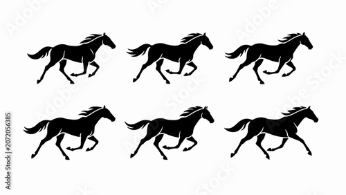 Foto Silhouette of Six Running Horses