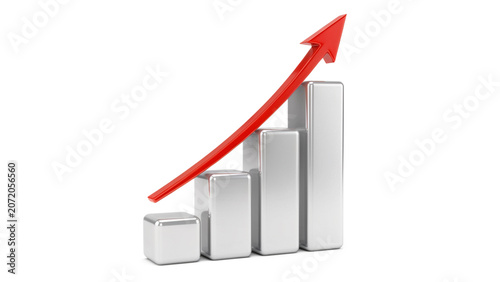 3D Bar Chart With Upward Arrow 12