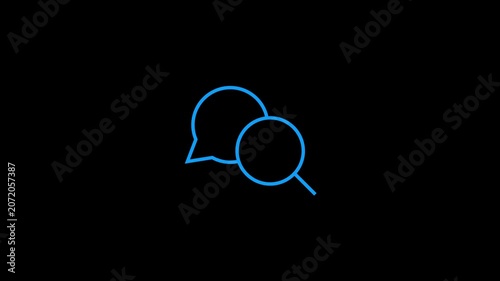 Minimalist blue line art animation representing inquiry and communication concepts.