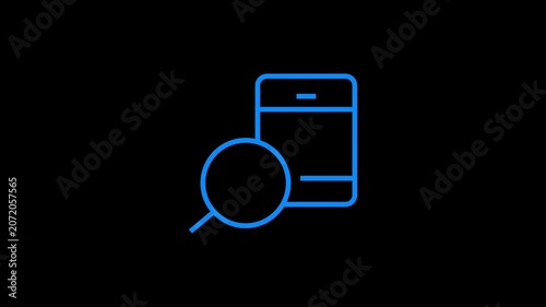 Search engine icon animation on a black background user interface element with alpha channel.