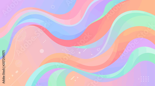 Abstract colorful pastel wave background with flowing gradient curves. Modern fluid design for wallpapers, banners, social media, presentations, and creative projects.